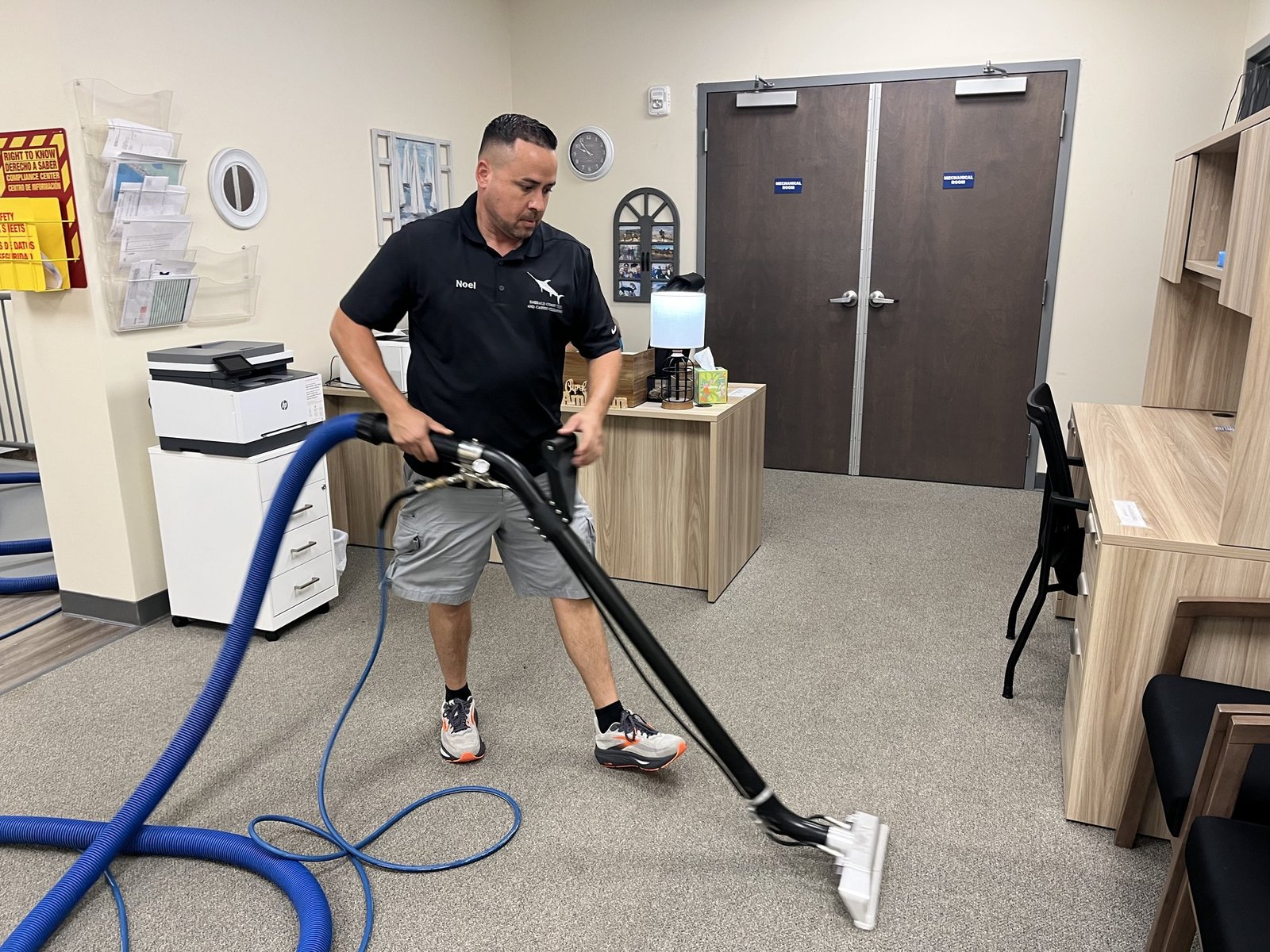Professional carpet extraction following targeted stain treatment