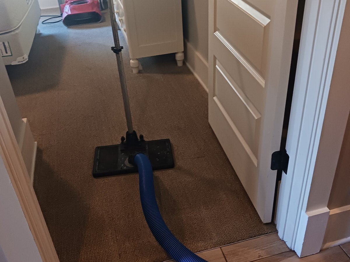 Professional water extraction equipment in a residential property